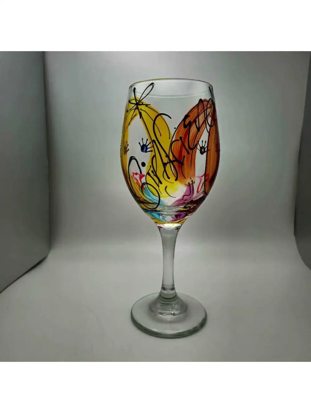 Hand Painted Girlfriend Wine Glass 12 Oz.